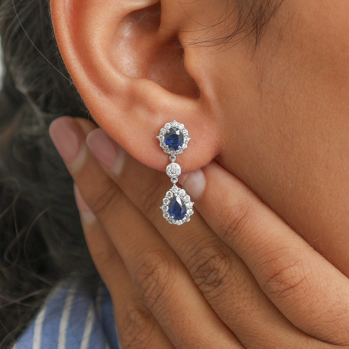 Blue Sapphire Diamond Earrings