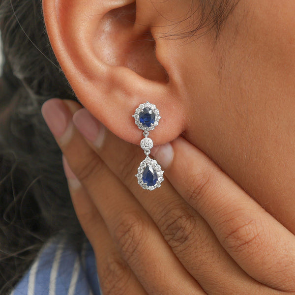 Blue Sapphire Diamond Earrings