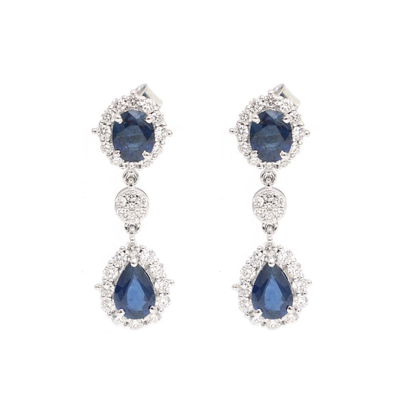 Blue Sapphire Diamond Earrings