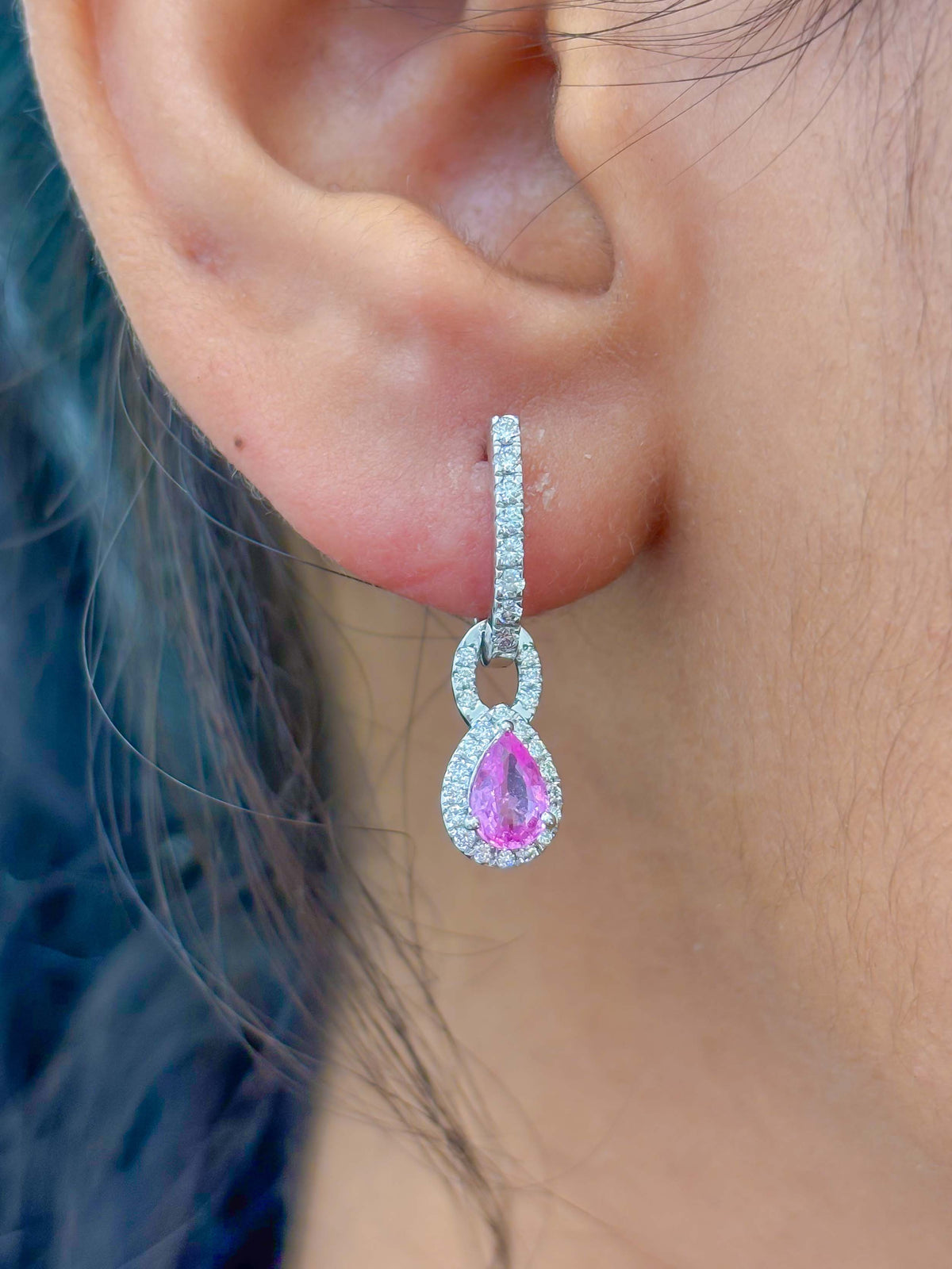 Pink Sapphire Diamond Earrings