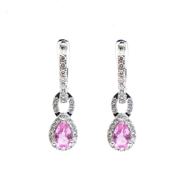 Pink Sapphire Diamond Earrings