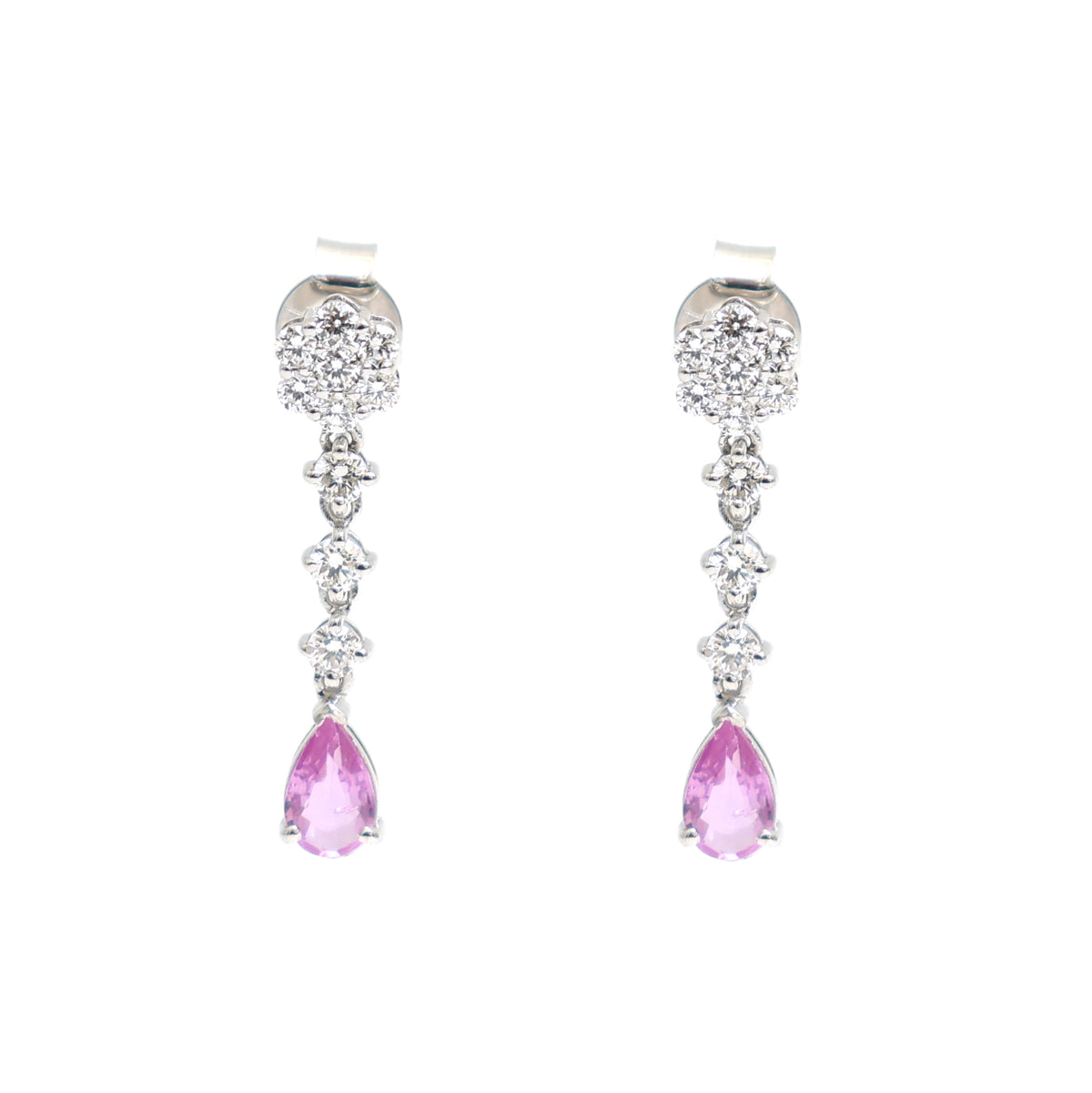 Pink Sapphire Diamond Earrings