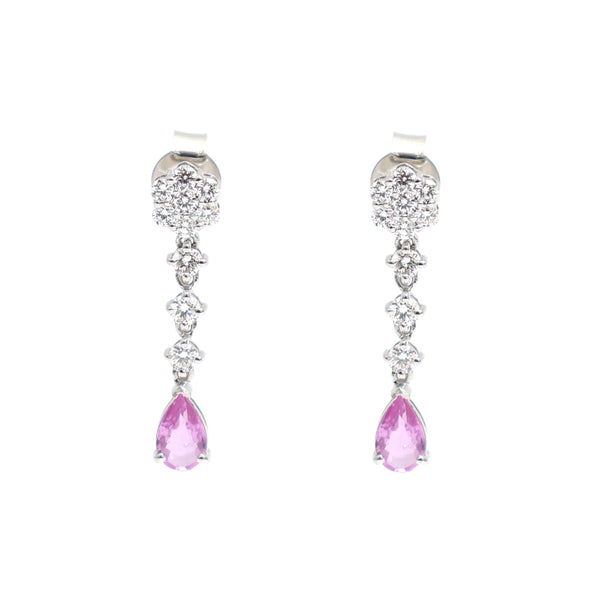 Pink Sapphire Diamond Earrings