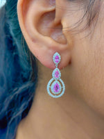 Pink Sapphire Diamond Earrings