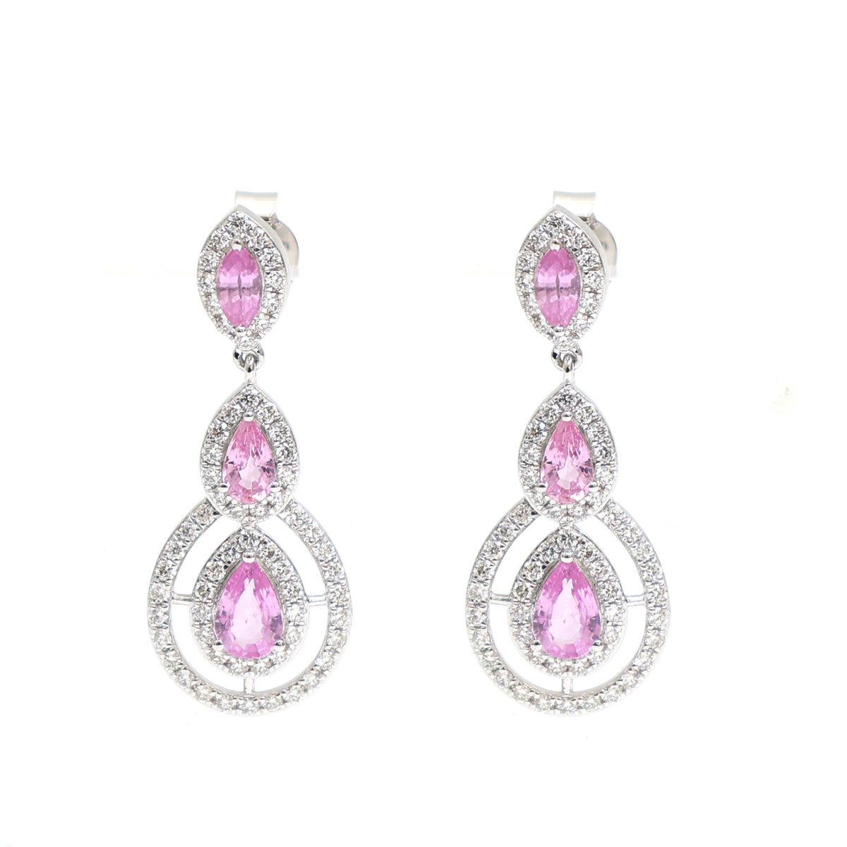 Pink Sapphire Diamond Earrings