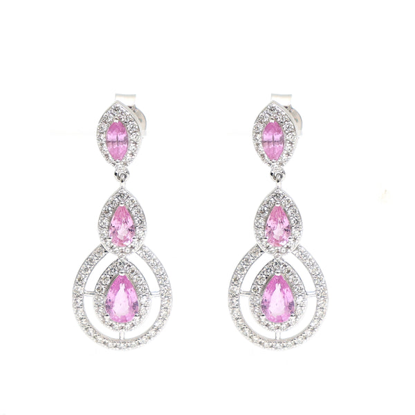 Pink Sapphire Diamond Earrings