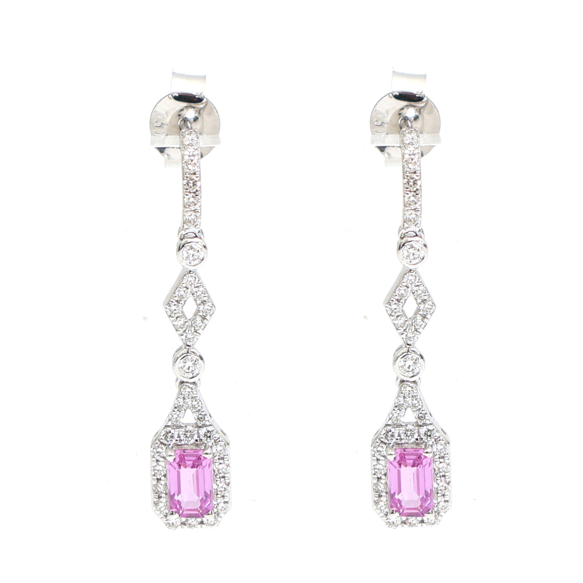 Pink Sapphire Diamond Earrings