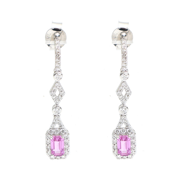Pink Sapphire Diamond Earrings