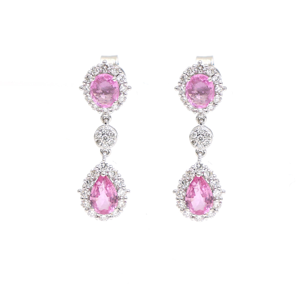 Pink Sapphire Diamond Earrings