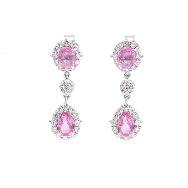 Pink Sapphire Diamond Earrings