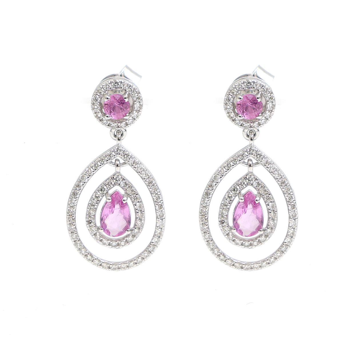 Pink Sapphire Diamond Earrings