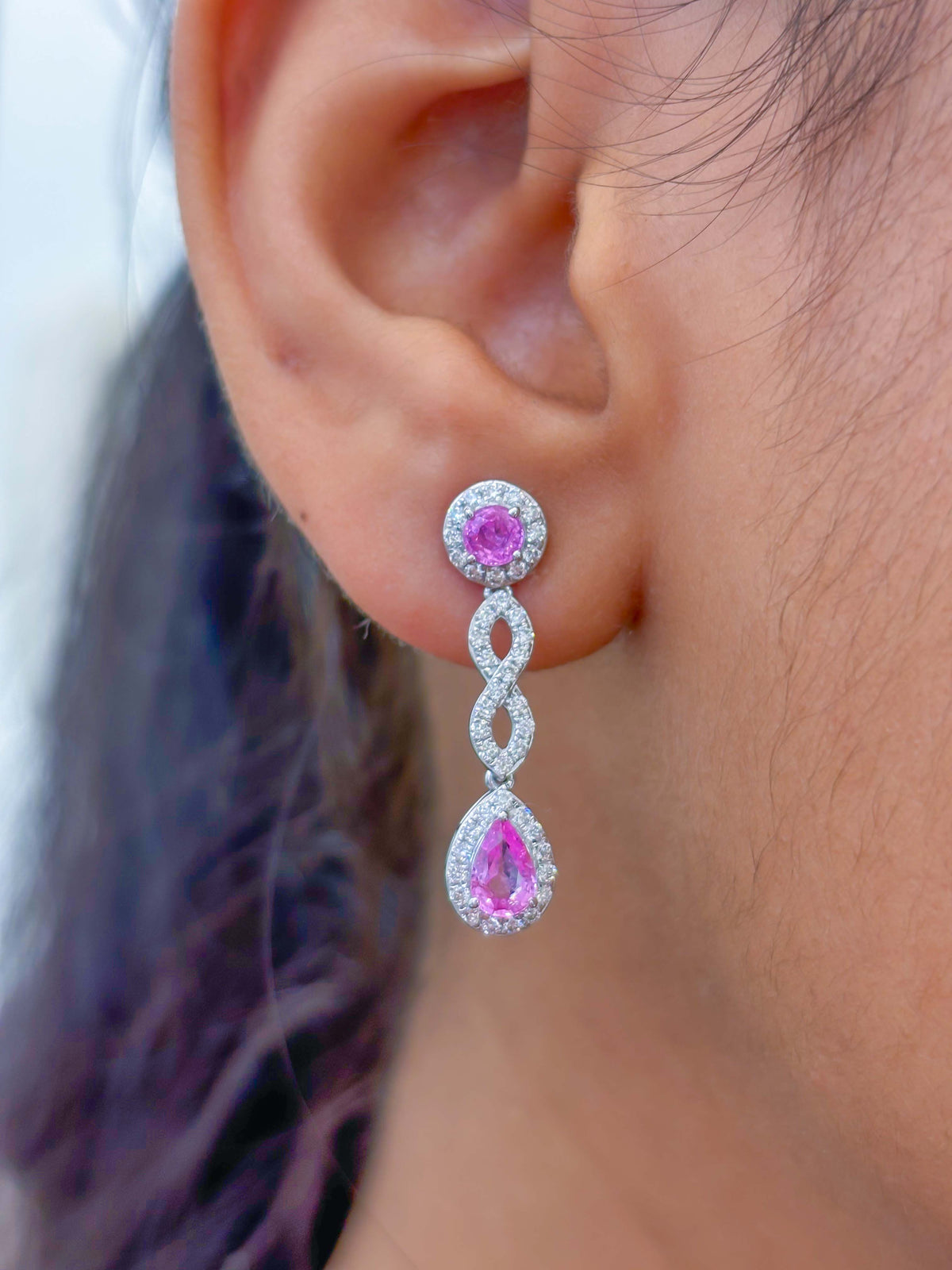 Pink Sapphire Diamond Earrings