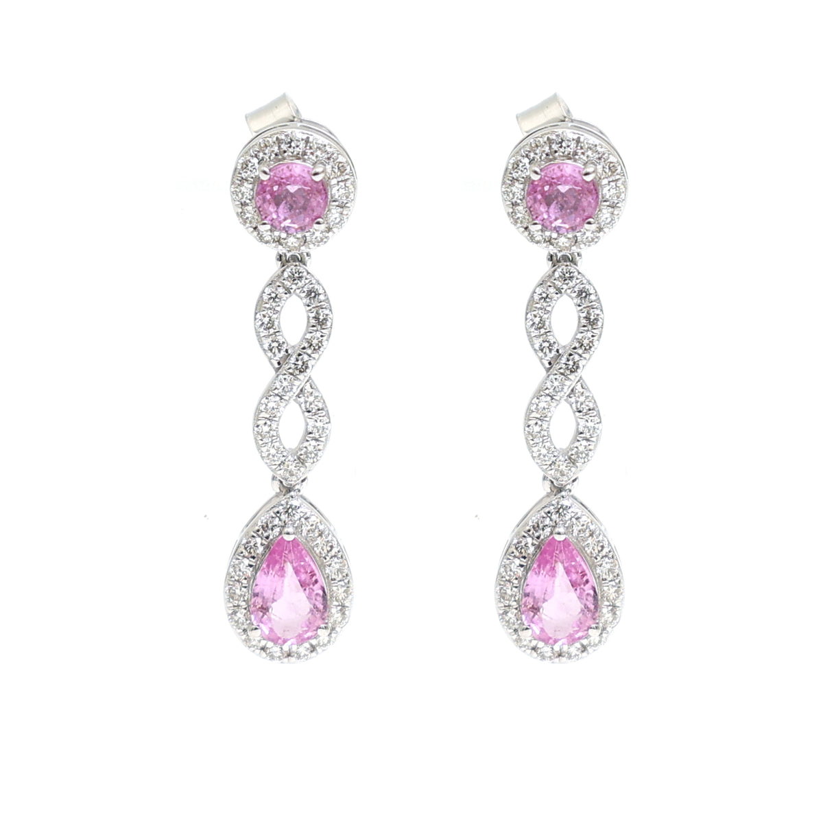 Pink Sapphire Diamond Earrings