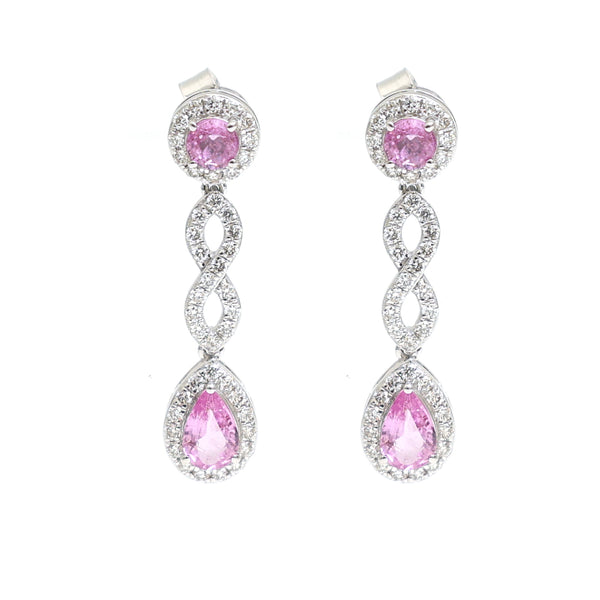 Pink Sapphire Diamond Earrings