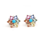 Rainbow Sapphire Turquoise Diamond Earrings