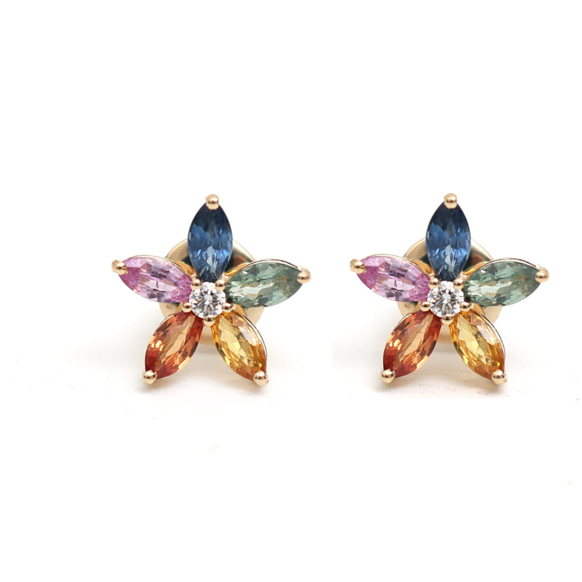 Rainbow Sapphire Diamond Earring