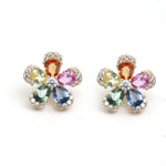 Rainbow Sapphire Diamond Earring