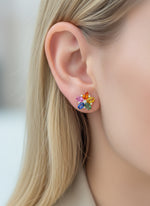 Rainbow Sapphire Diamond Earring
