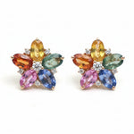 Rainbow Sapphire Diamond Earring