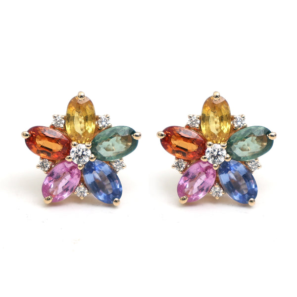 Rainbow Sapphire Diamond Earring