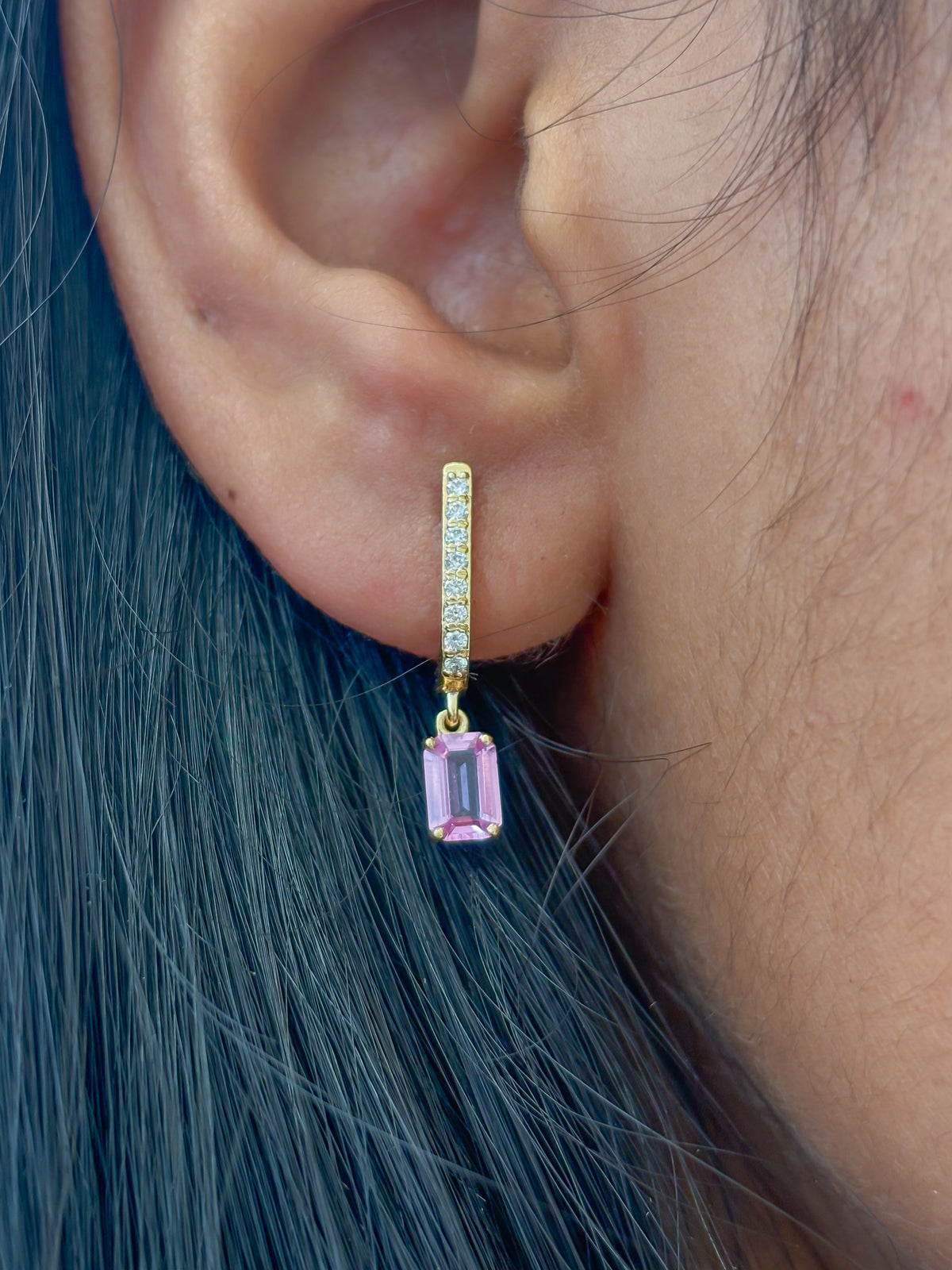 Pink Sapphire Diamond Earrings