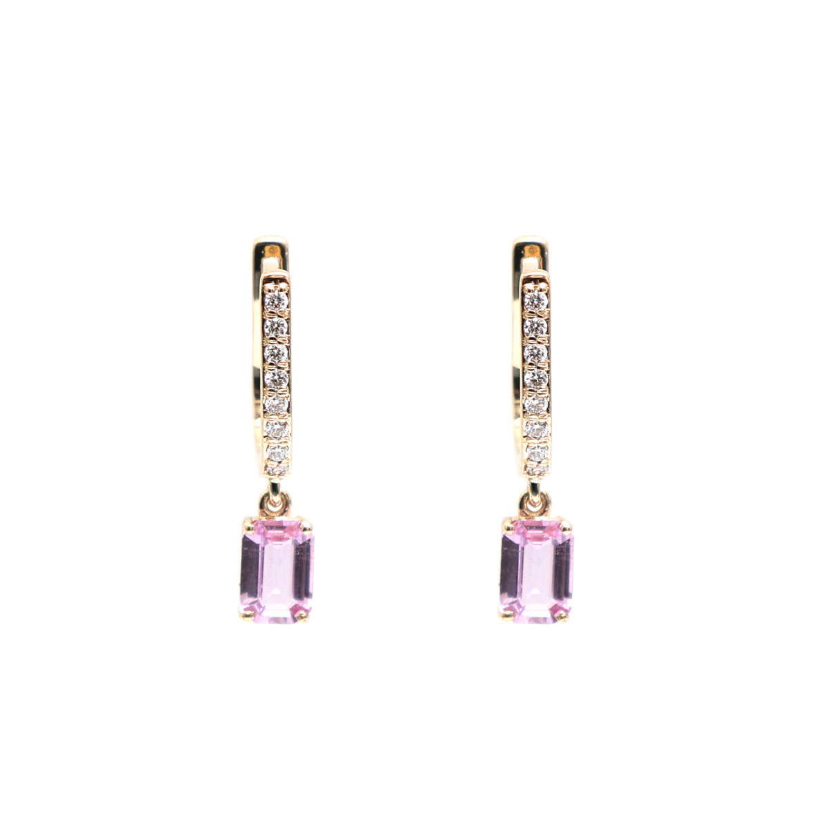 Pink Sapphire Diamond Earrings
