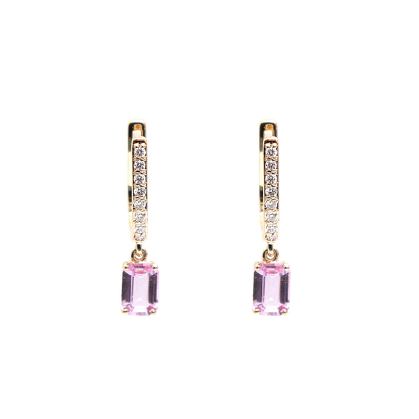Pink Sapphire Diamond Earrings