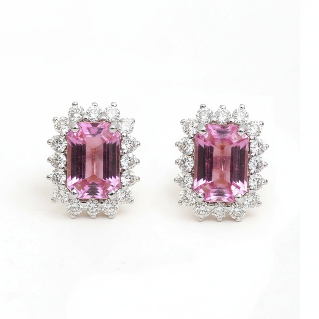 Pink Sapphire Diamond Earring
