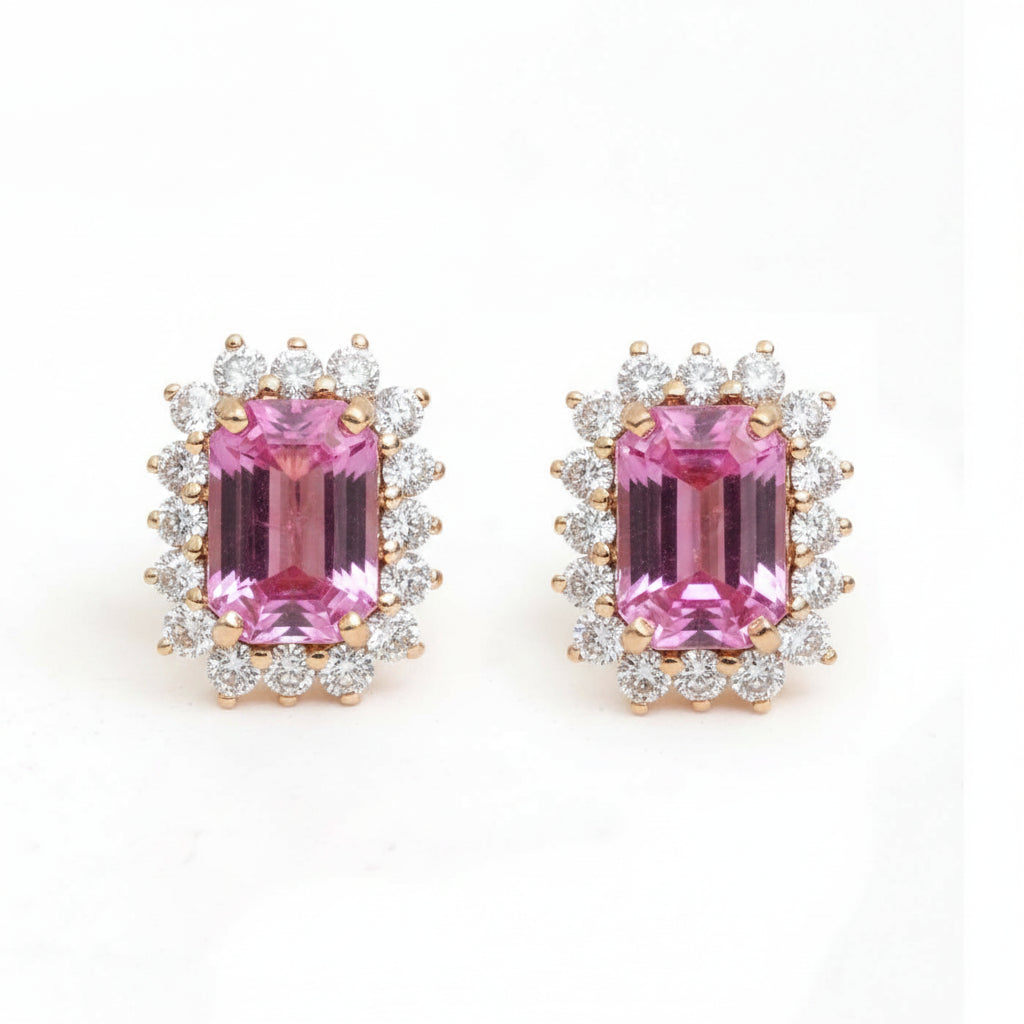 Pink Sapphire Diamond Earring