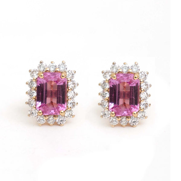 Pink Sapphire Diamond Earring
