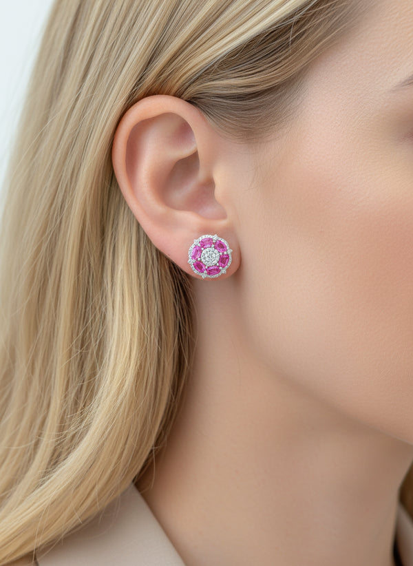 Pink Sapphire Diamond Earring