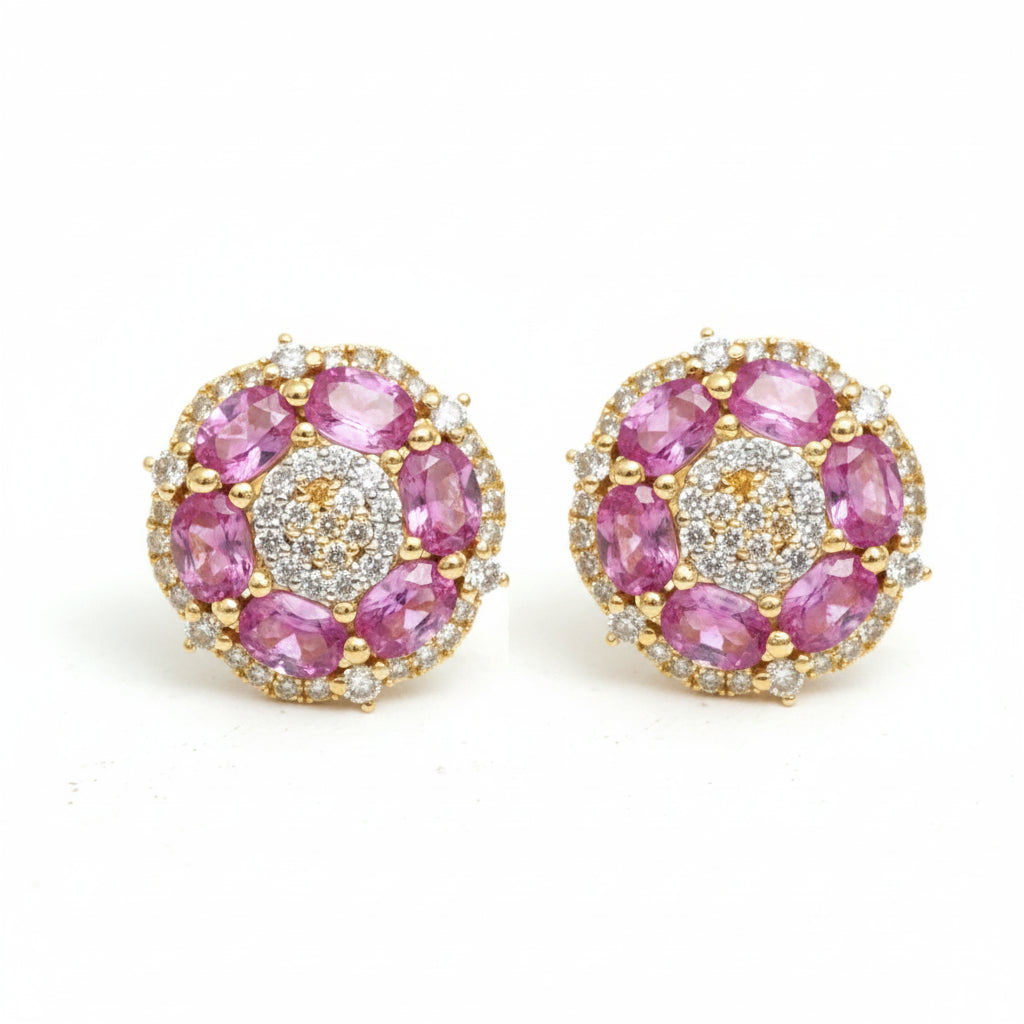Pink Sapphire Diamond Earring