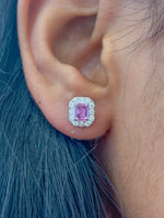 Pink Sapphire Diamond Earrings