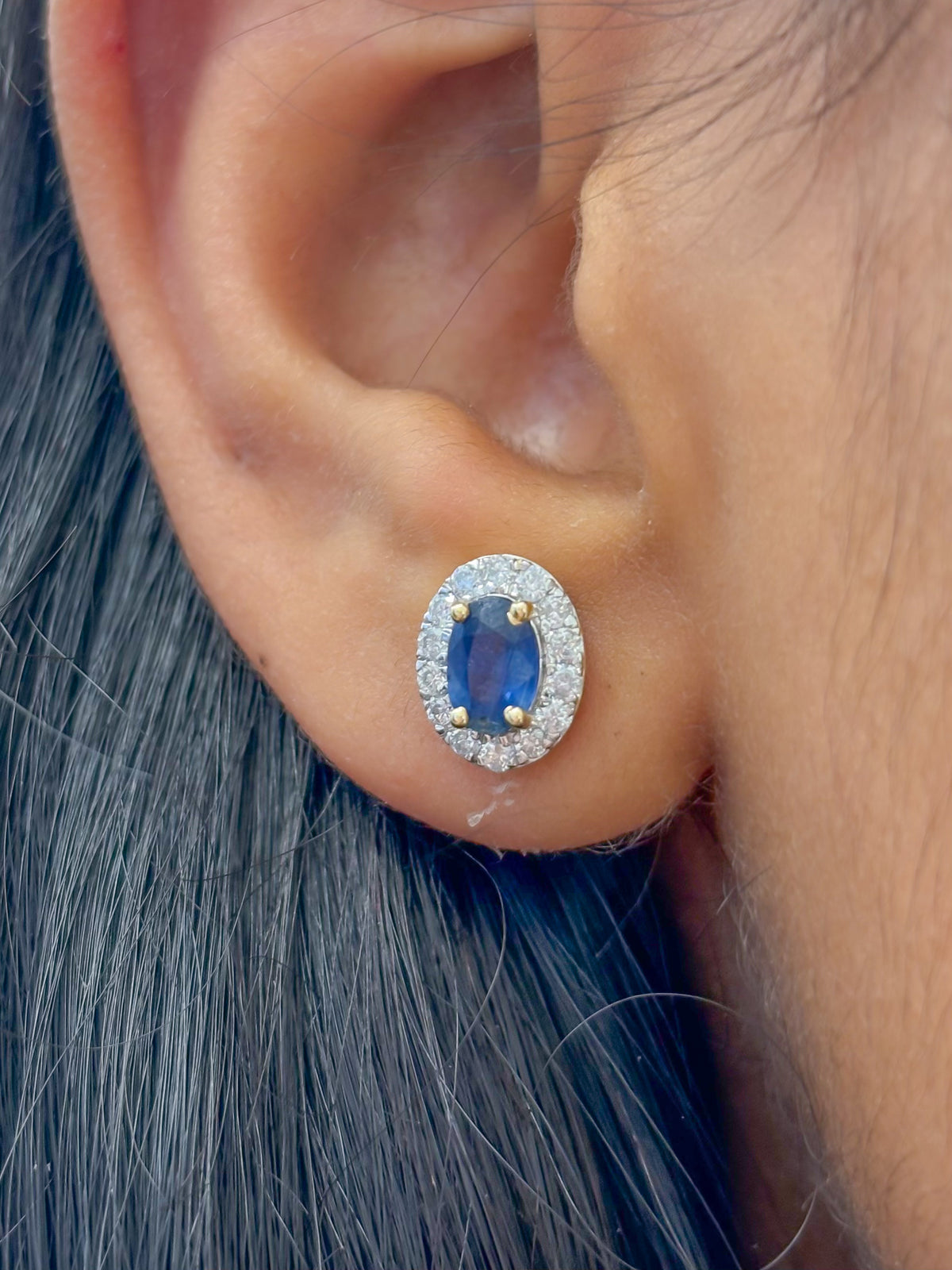Blue Sapphire Diamond Earrings
