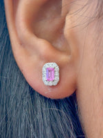 Pink Sapphire Diamond Earrings