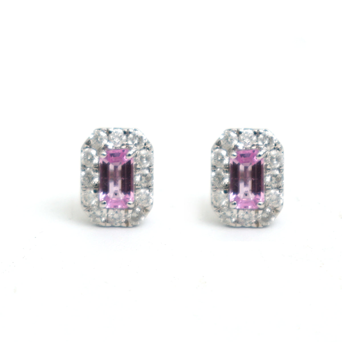 Pink Sapphire Diamond Earrings
