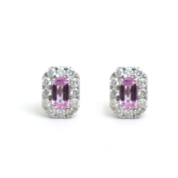 Pink Sapphire Diamond Earrings