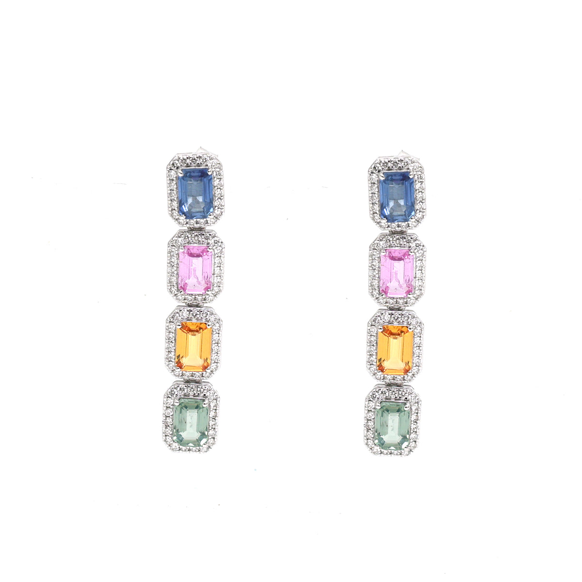 Rainbow Sapphire Diamond Earrings
