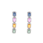 Rainbow Sapphire Diamond Earrings