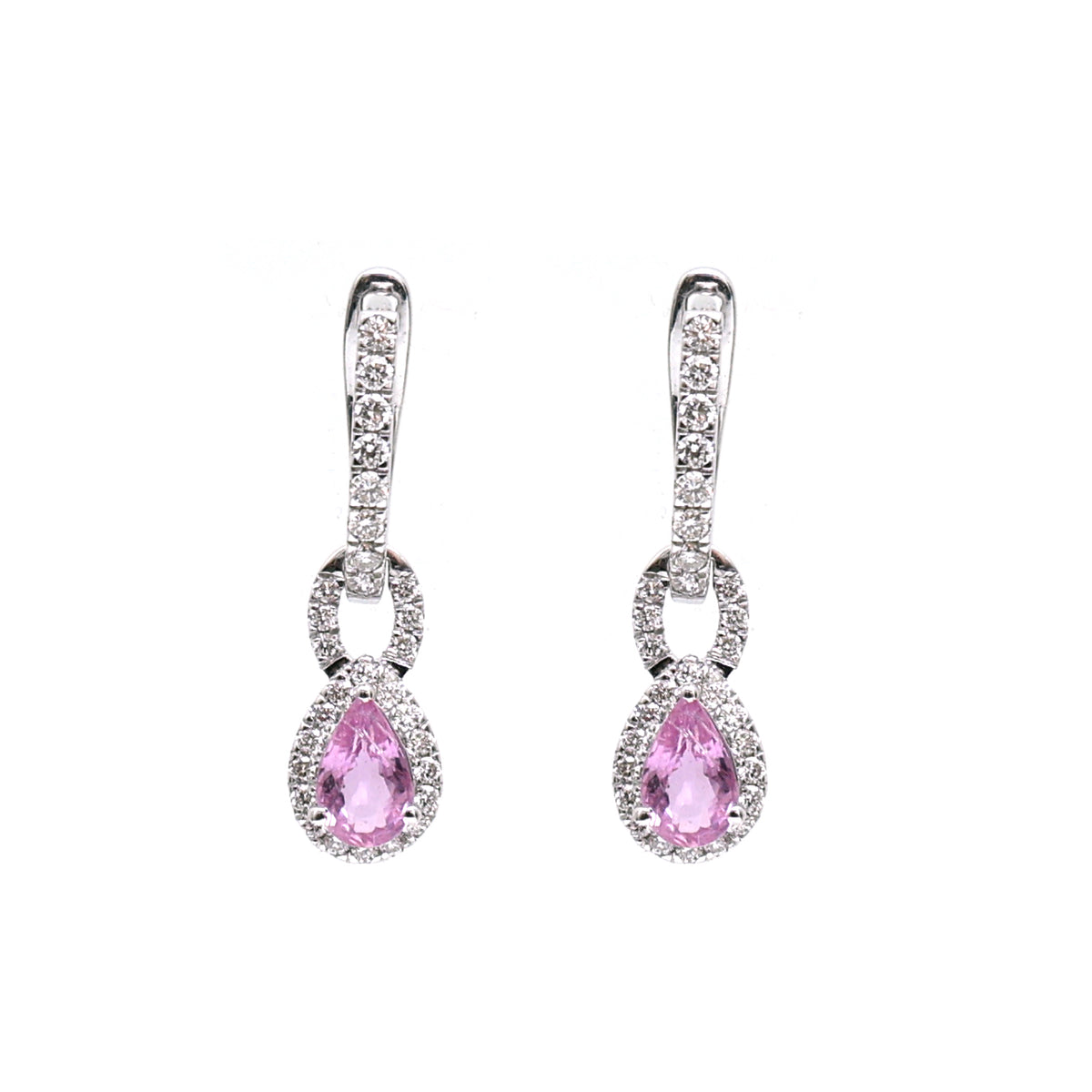 Pink Sapphire Diamond Earrings