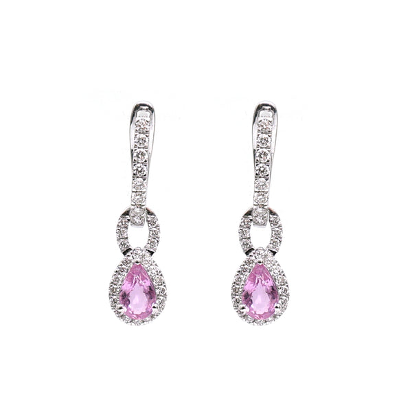 Pink Sapphire Diamond Earrings
