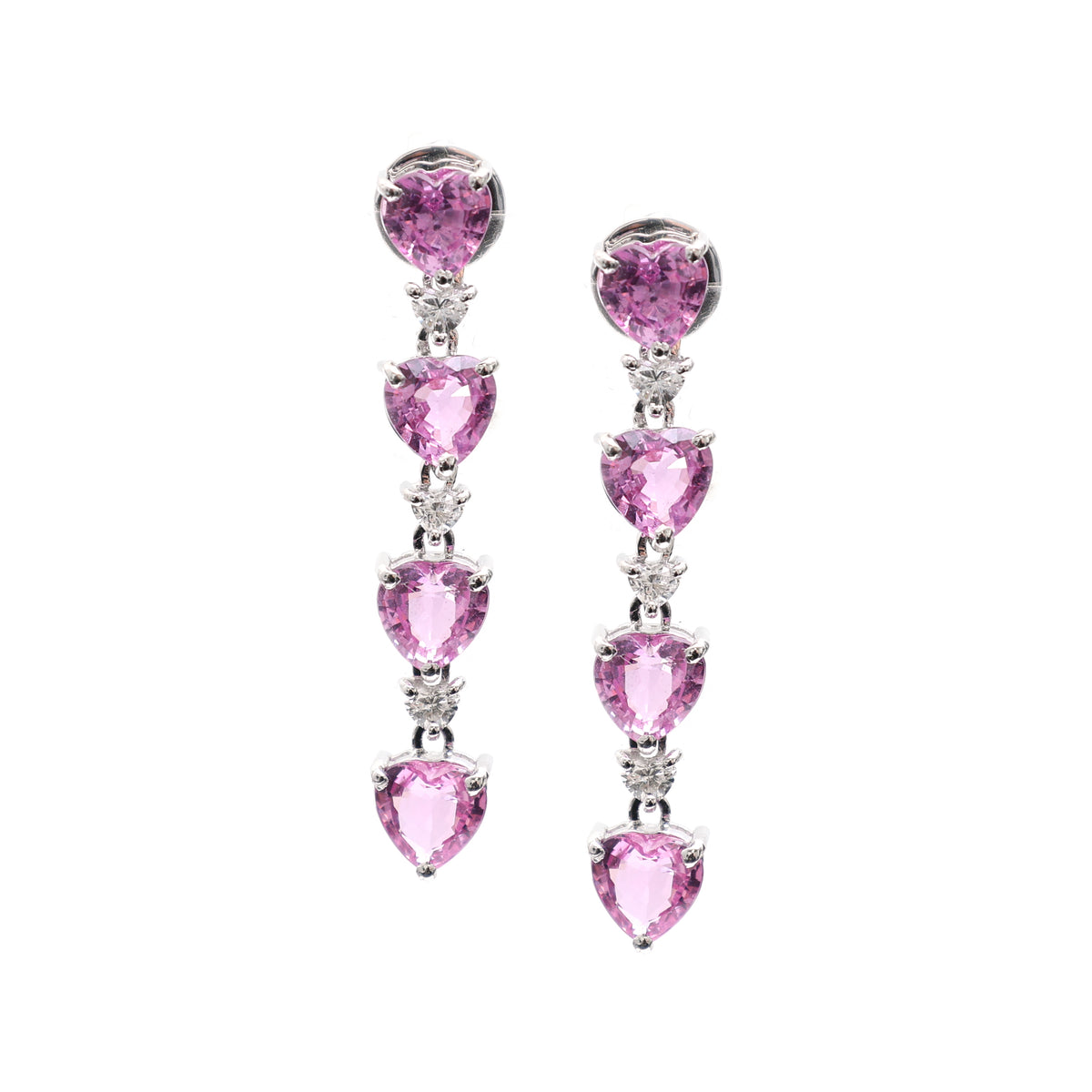 Pink Sapphire Diamond Earrings
