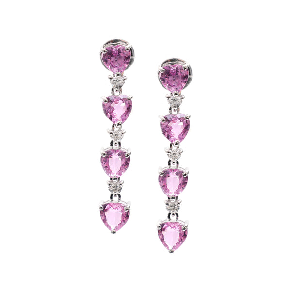 Pink Sapphire Diamond Earrings