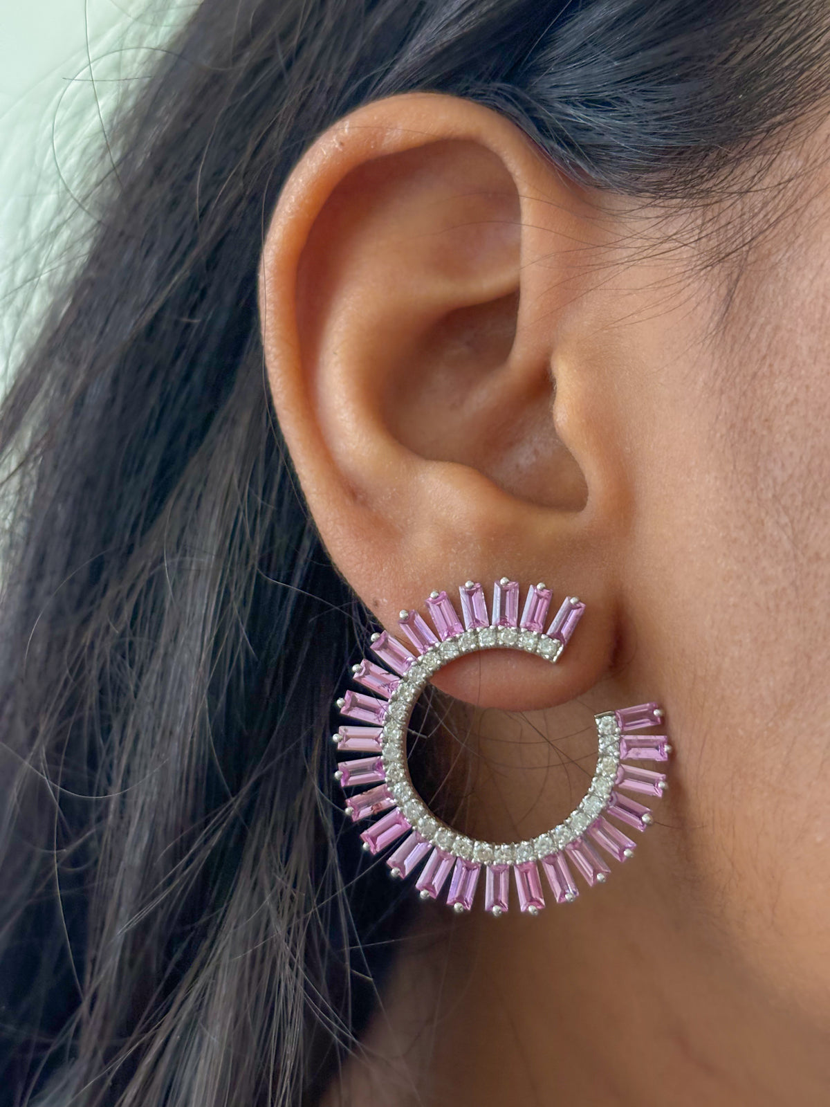 Pink Sapphire Diamond Earrings
