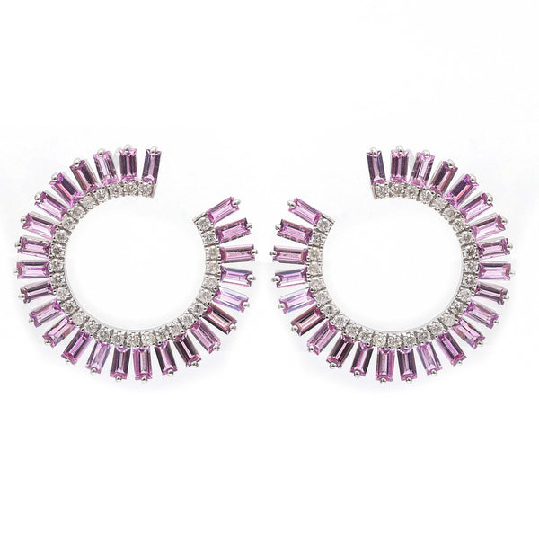 Pink Sapphire Diamond Earrings