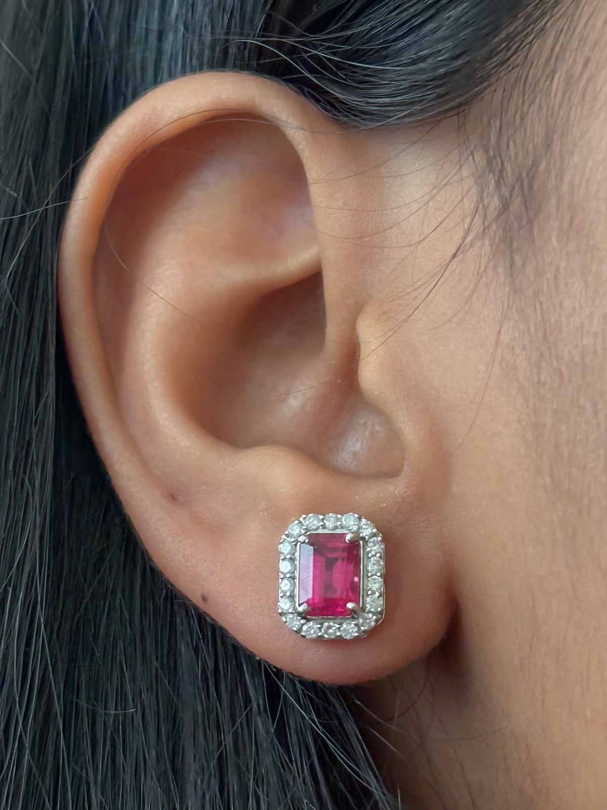 Rubellite Diamond Earrings