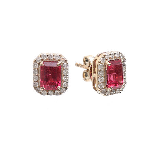 Rubillite Diamond Earrings