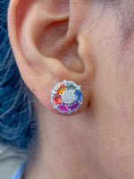 Rainbow Sapphire Diamond Earring