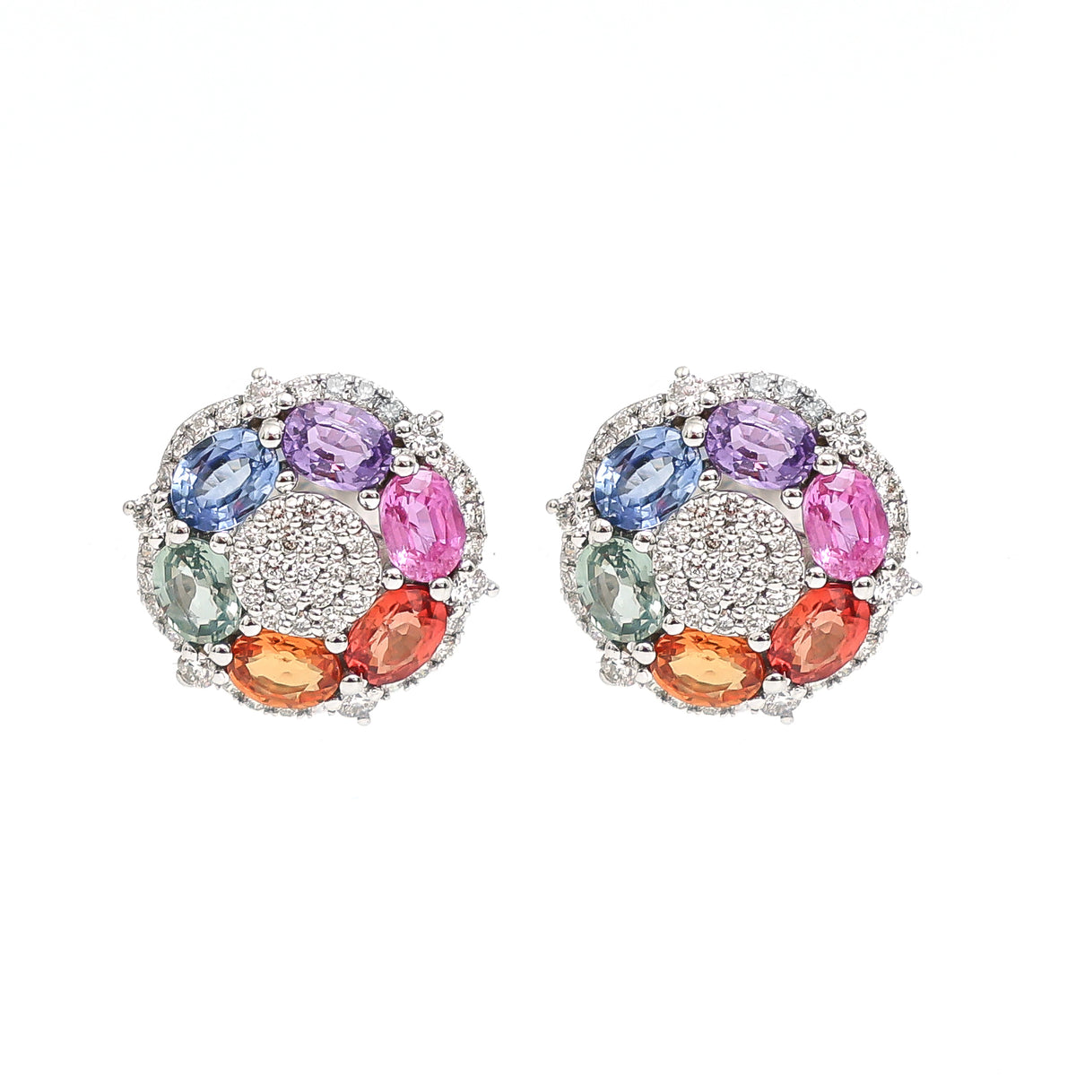 Rainbow Sapphire Diamond Earring