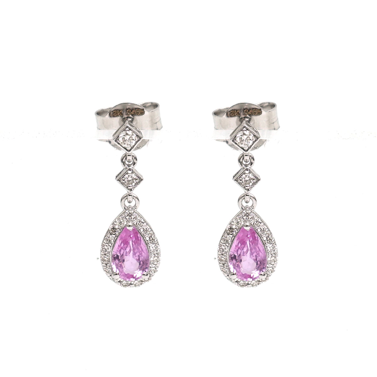 Pink Sapphire Diamond Earrings